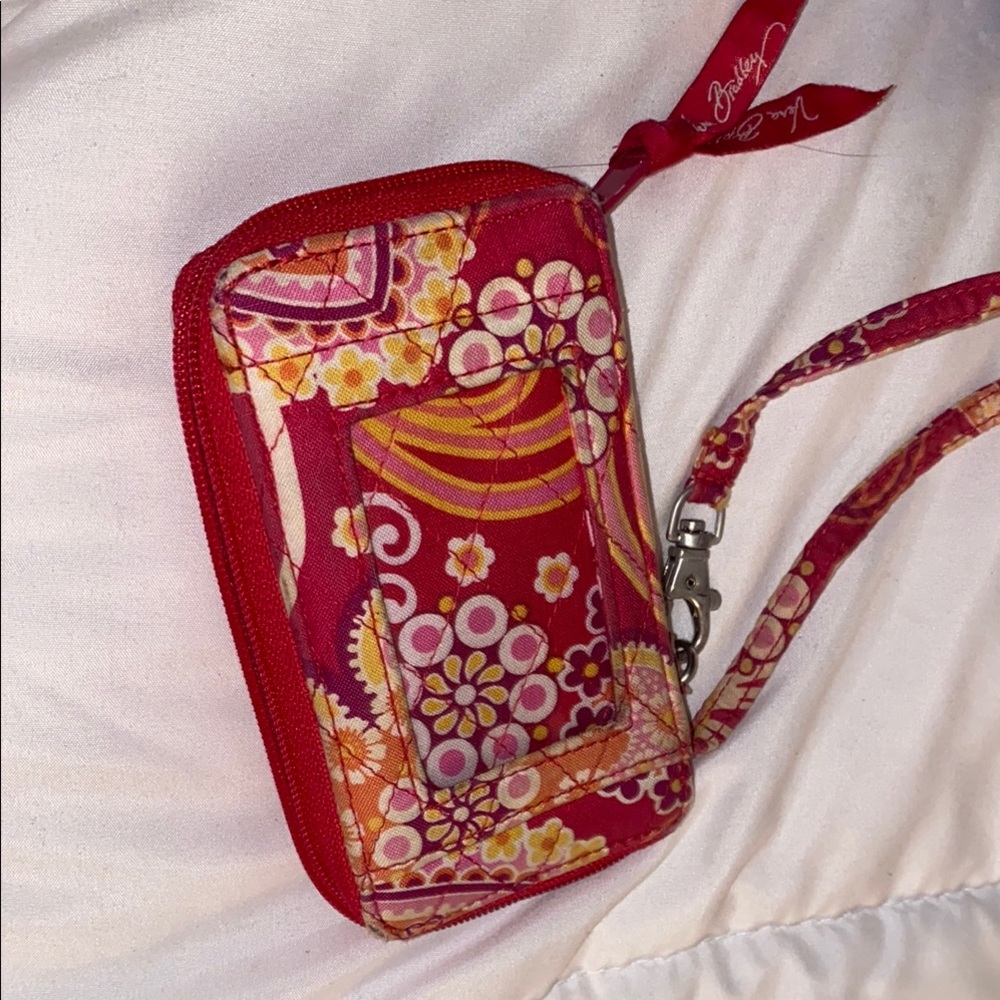 Vera Bradley Red and Pink Patterned Wristlet